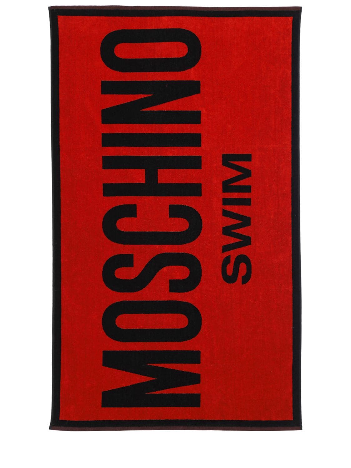 Moschino Underwear Logo印图纯棉沙滩巾 In Red