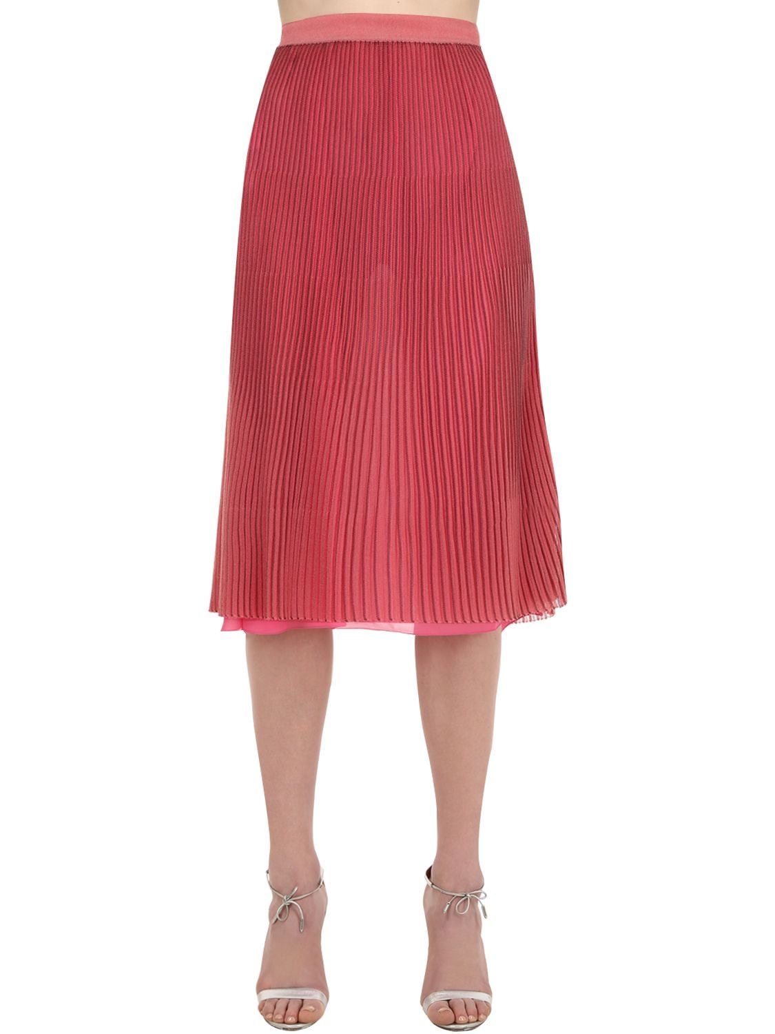 Pleated Lurex Midi Skirt