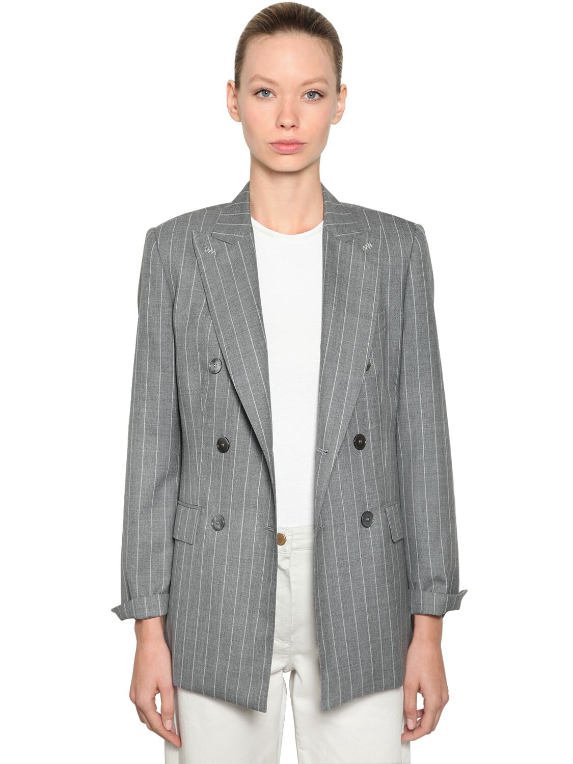 MAX MARA COOL WOOL PINSTRIPE BLAZER 69ICD5002-MDAX0