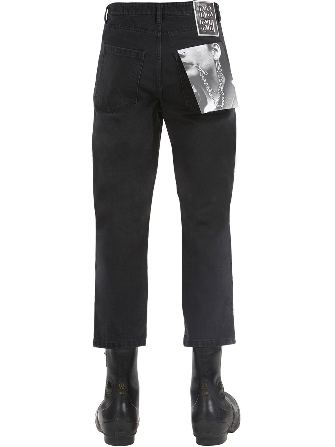 Raf Simons Cropped Classic Fit Cotton Denim Pants In Black