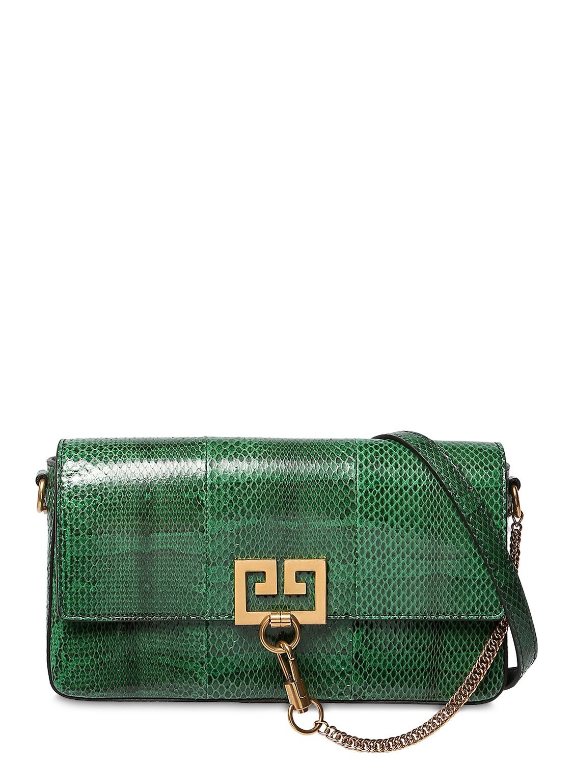 Givenchy Charm Snakeskin Shoulder Bag In Green