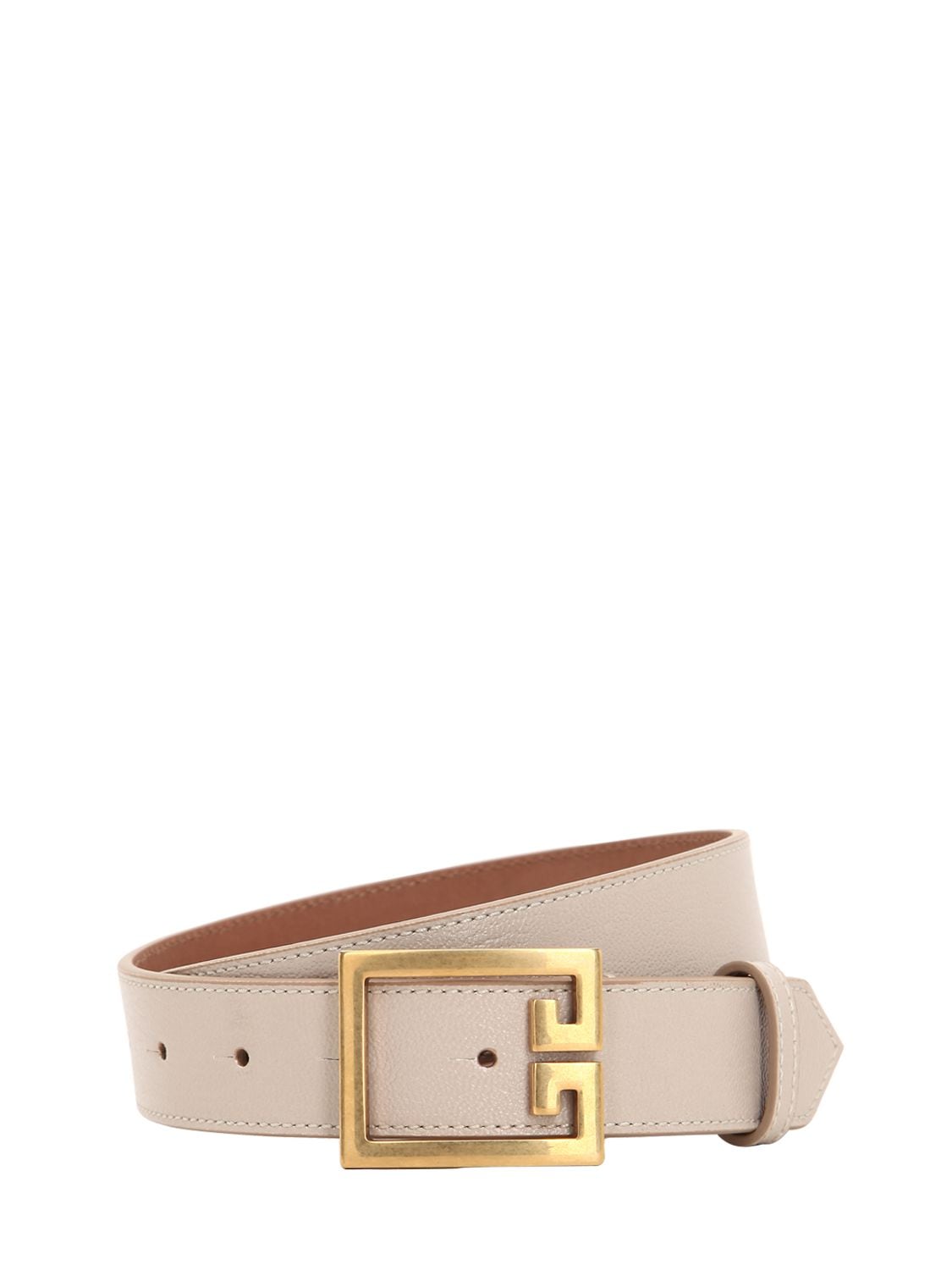 Givenchy 30mm Logo Leather Belt In Natural