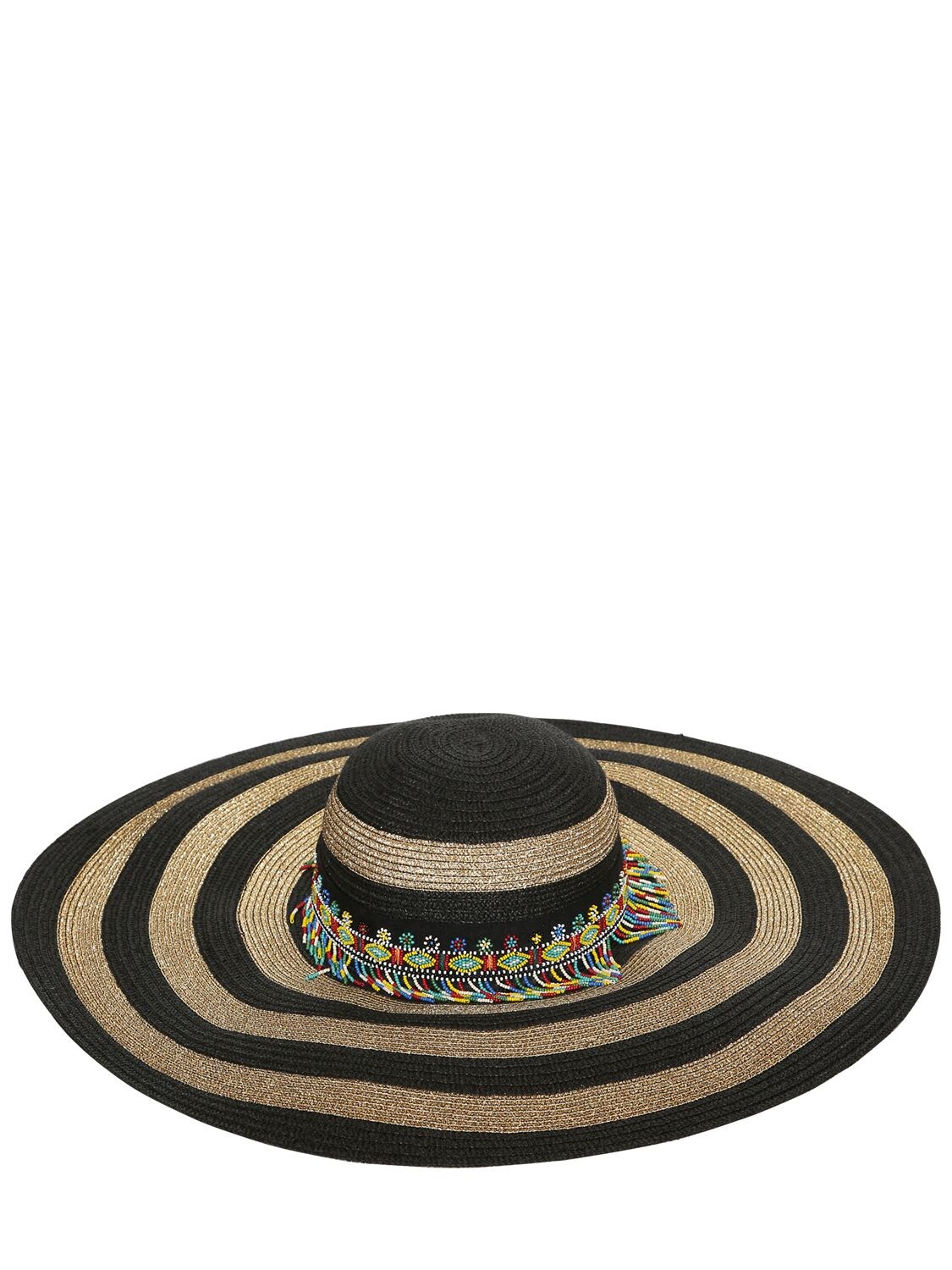 ETRO 珠饰条纹宽沿帽,69ID4O006-MDAWMQ2