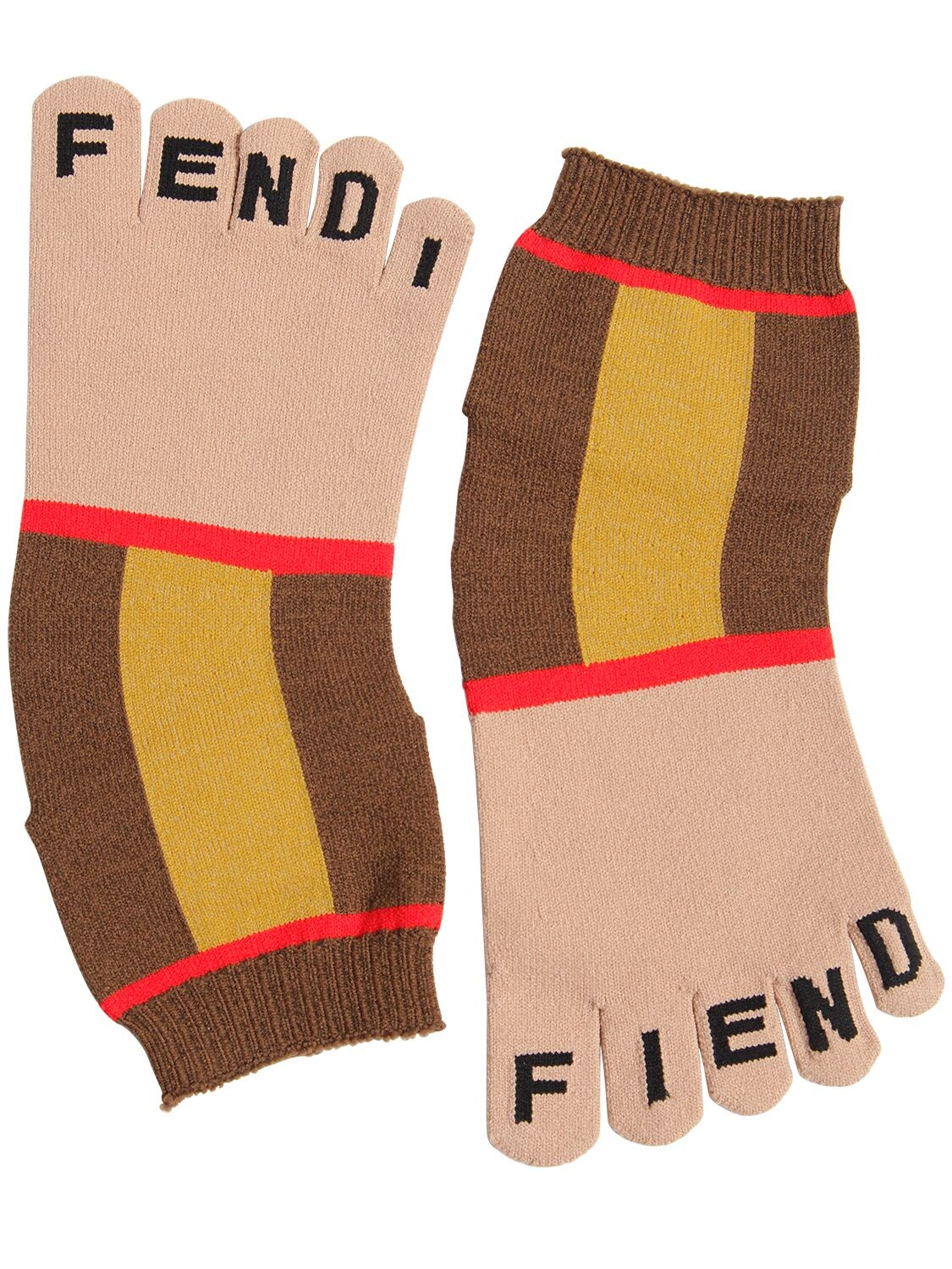 Fendi Logo Intarsia Toe Socks In Multicolor