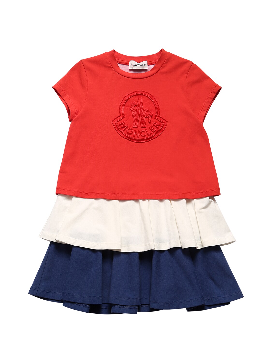 MONCLER TRICOLOR COTTON JERSEY DRESS,69IFGT043-NDIY0