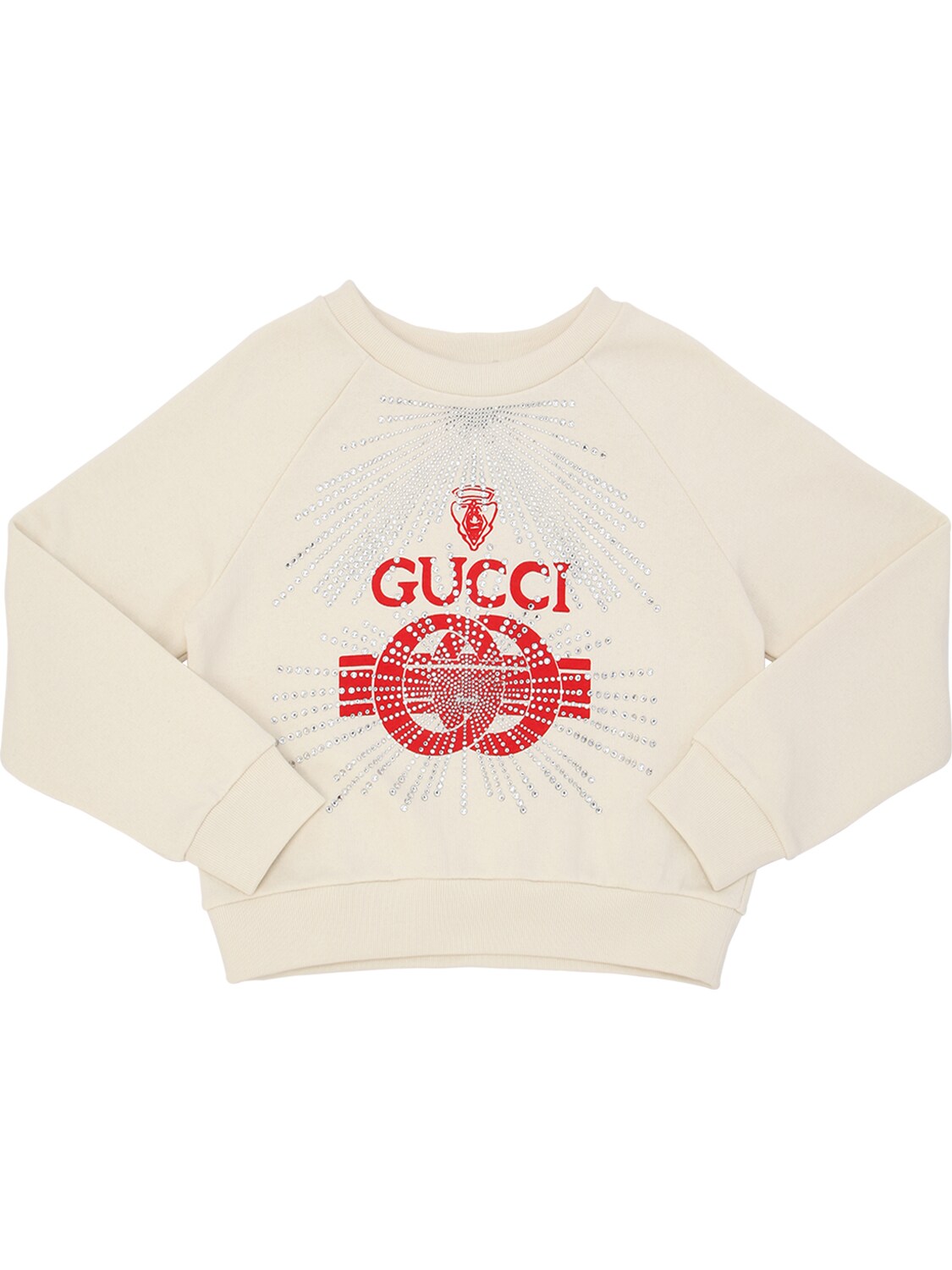 Gucci Kids' Embellished Logo Cotton Sweatshirt In White