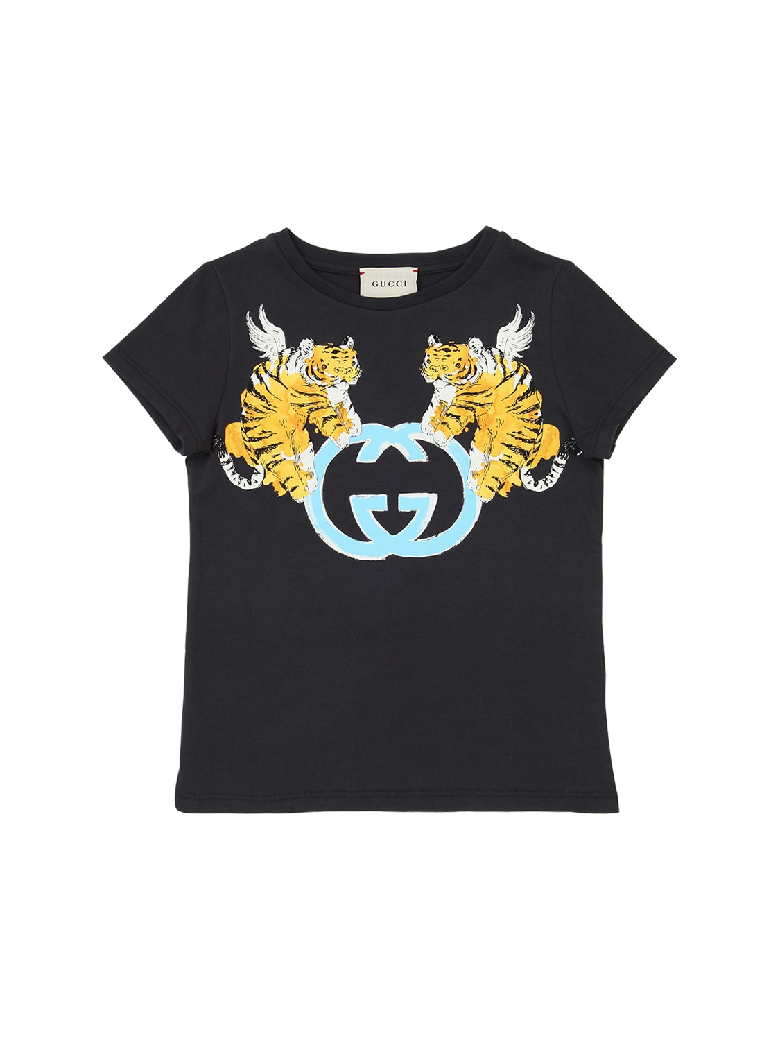 Gucci Kids' Logo Print Cotton Jersey T-shirt In Grey