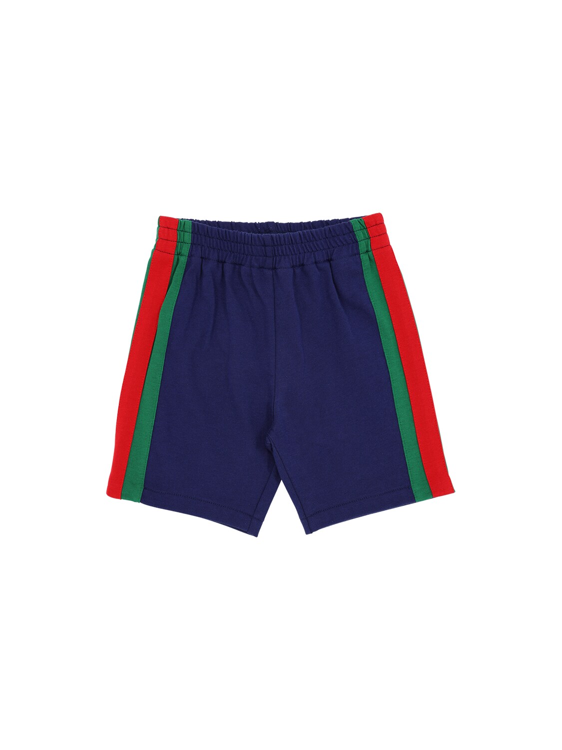 Gucci Kids' Web Detail Cotton Interlock Shorts In Navy
