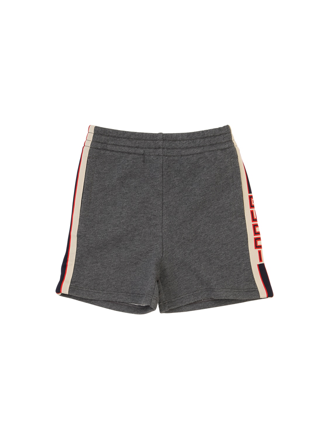 Gucci Kids' Logo Side Bands Cotton Sweat Shorts In Grey