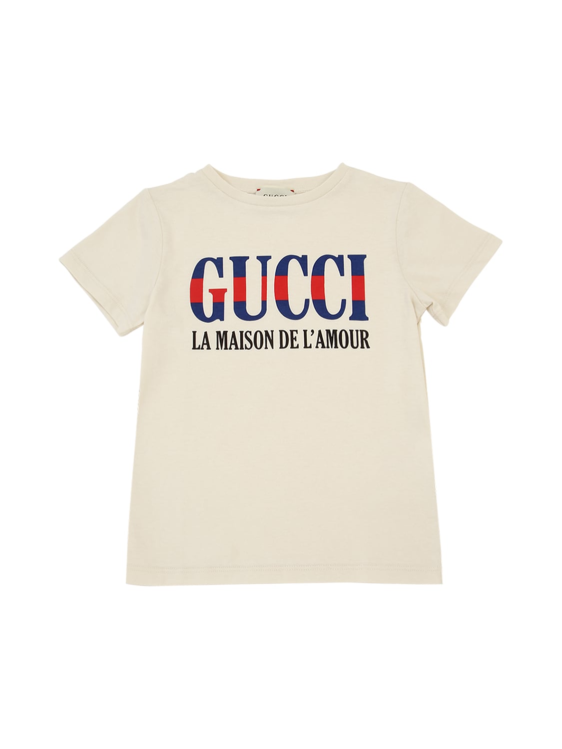 Gucci Kids' Logo Print Cotton Jersey T-shirt In Off White