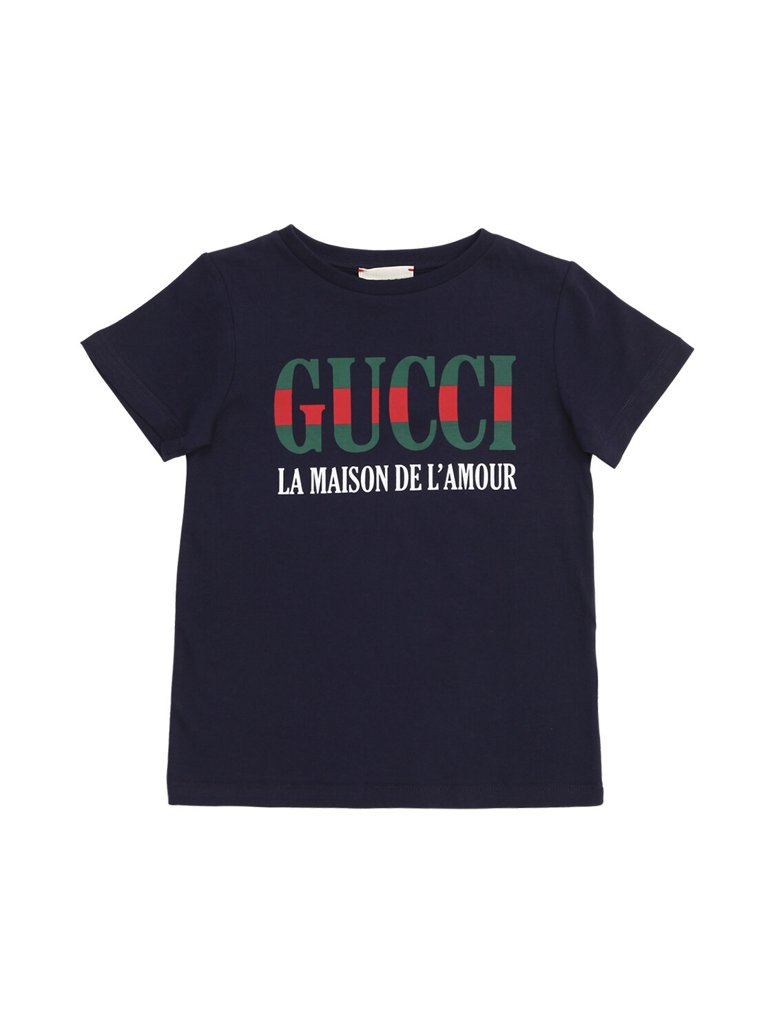 Gucci Kids' Logo Print Cotton Jersey T-shirt In Navy