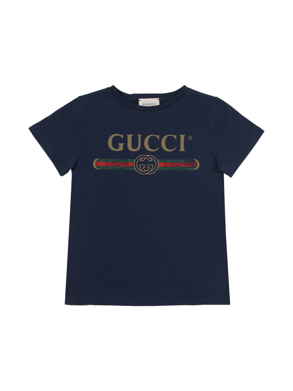 Gucci Kids' Logo Print Cotton Jersey T-shirt In Blue