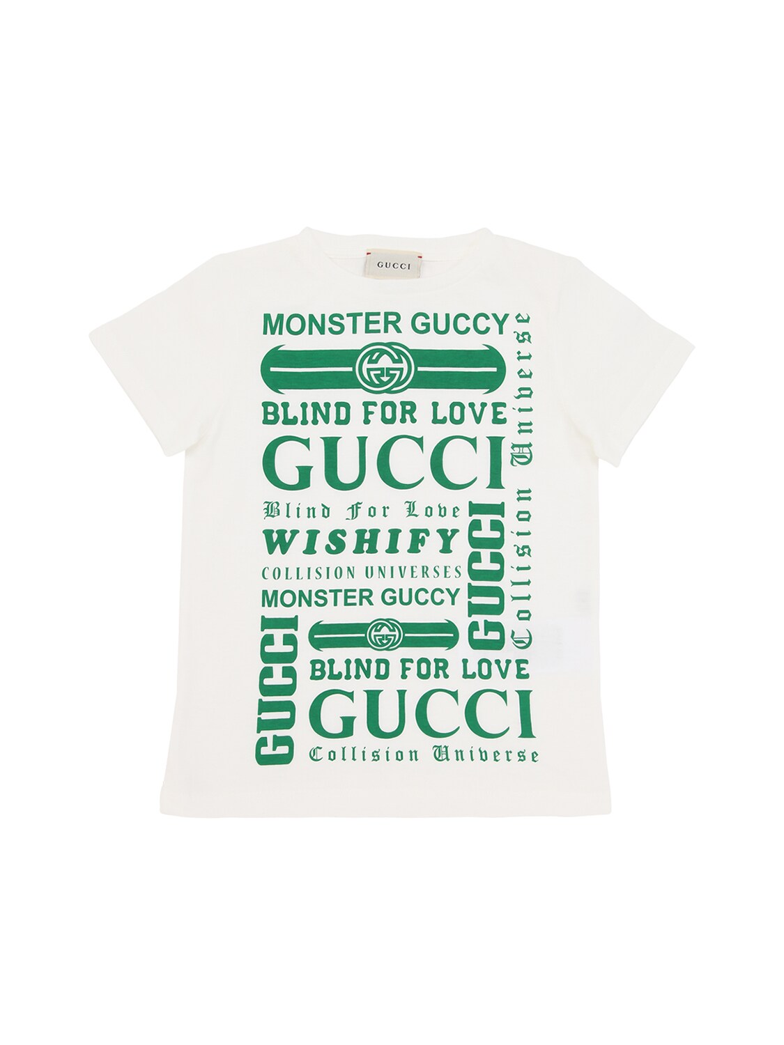 Gucci Kids' Logo Print Cotton Jersey T-shirt In White,green