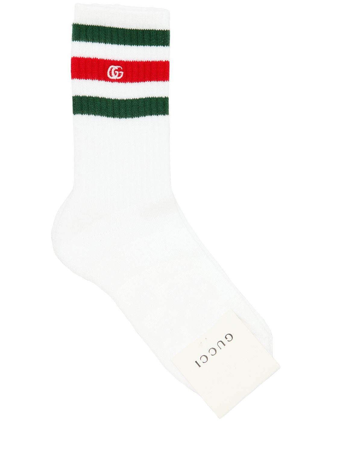 Gucci Kids' Striped Cotton Blend Knit Socks In White
