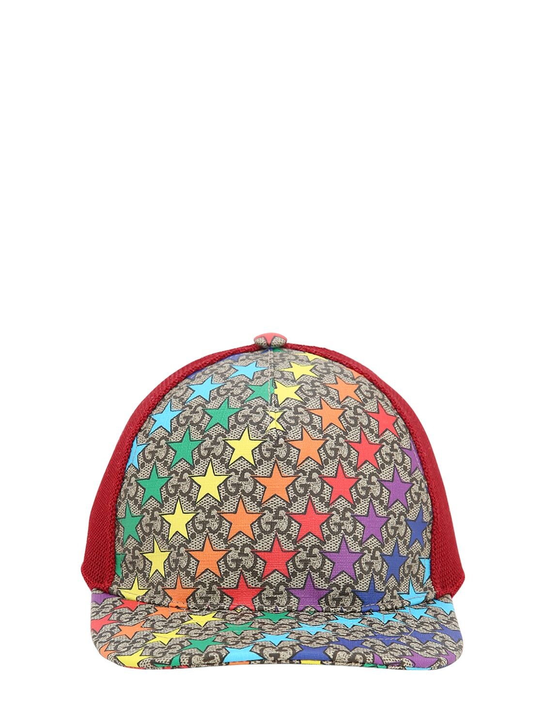 Gucci Kids' Star Print Gabardine Baseball Hat In Beige