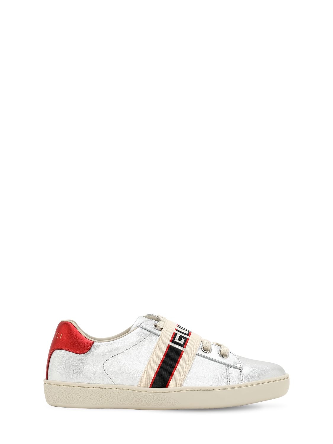 GUCCI NEW ACE METALLIC LEATHER SNEAKERS,69IFHB012-ODE2NQ2