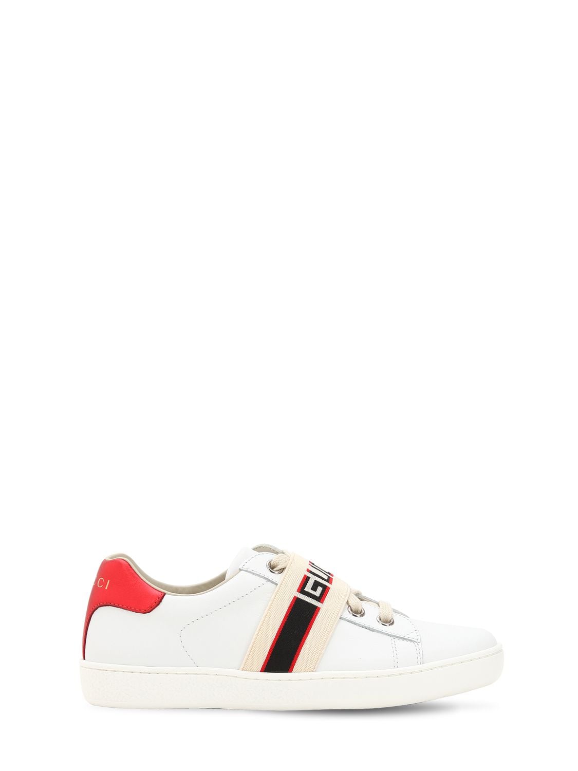 Gucci Kids' New Ace Metallic Leather Sneakers In White