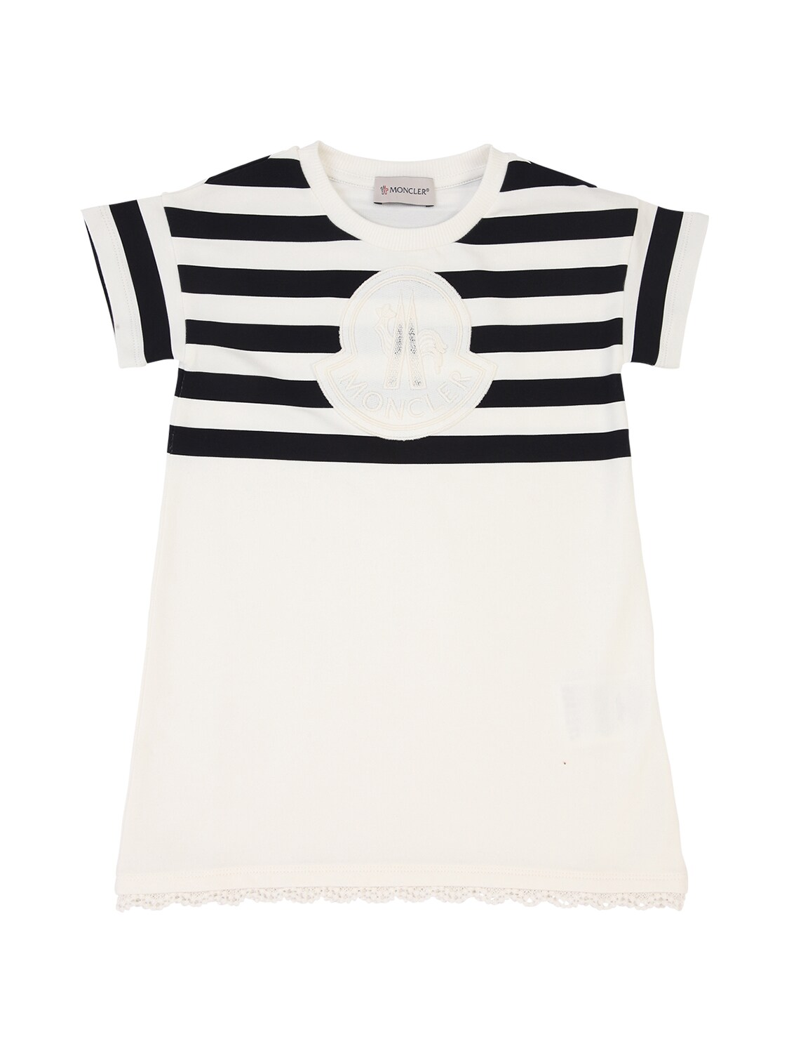 MONCLER STRIPED COTTON JERSEY DRESS W/LOGO PATCH,69IFI5017-MDM10