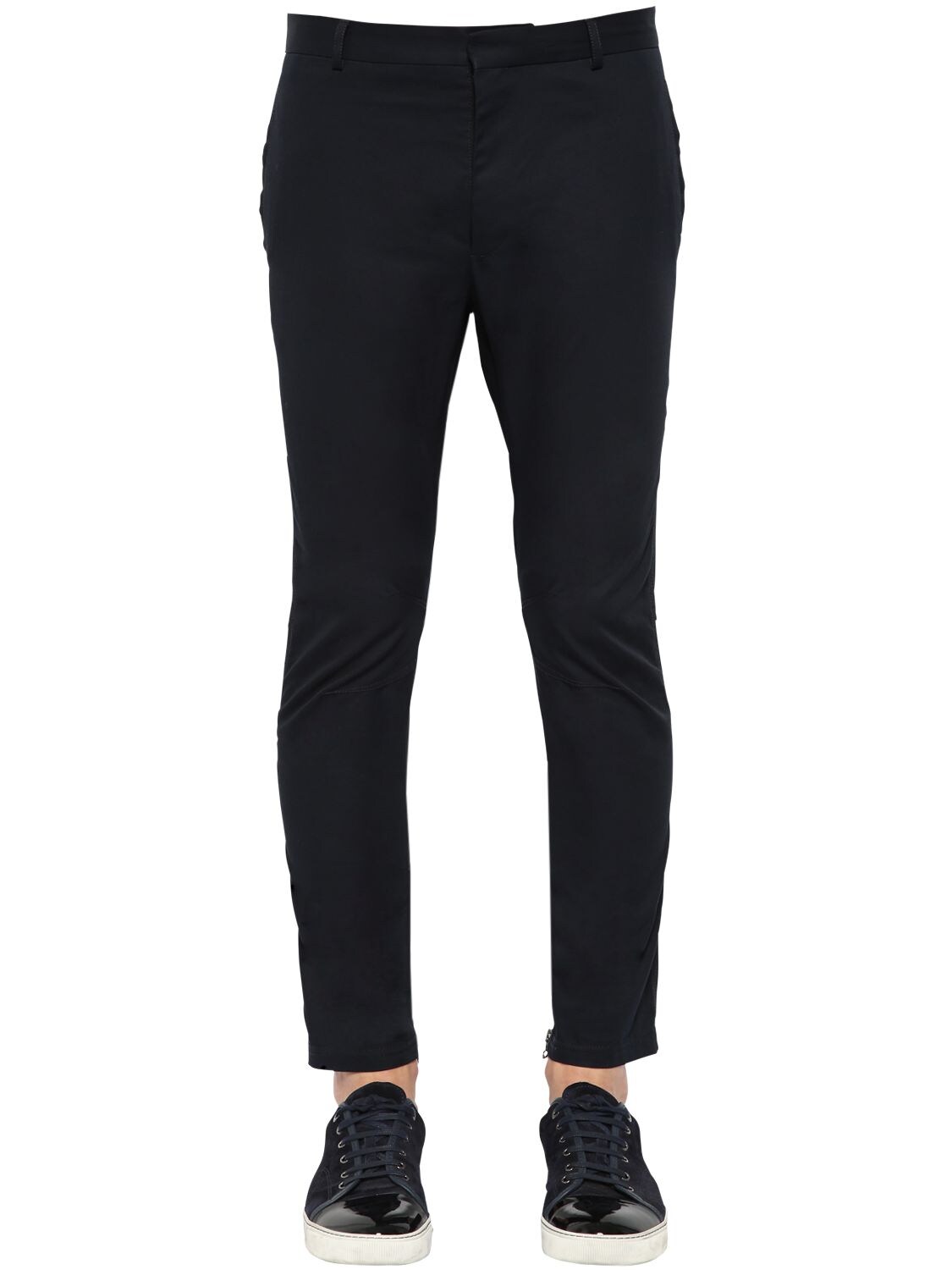 Lanvin Slim Fit Cotton Trousers In Navy