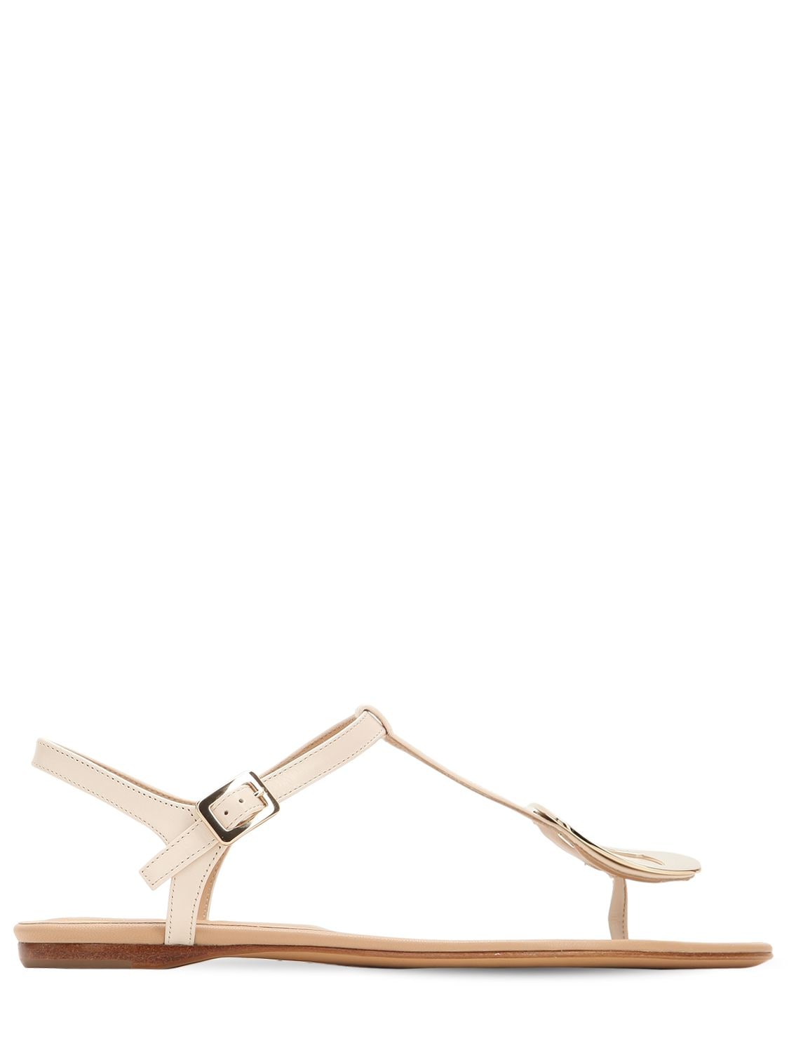 Roger Vivier 10mm Chips Leather Sandals In White