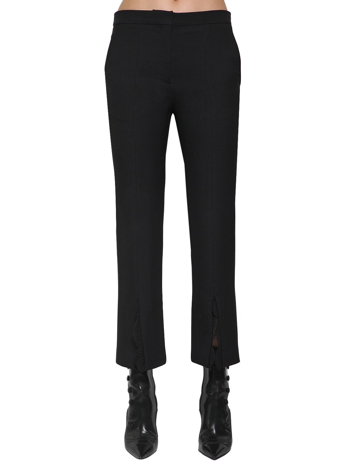 ALEXANDER MCQUEEN VISCOSE CREPE CIGARETTE trousers W/ LACE,69IG12019-MTAWMA2