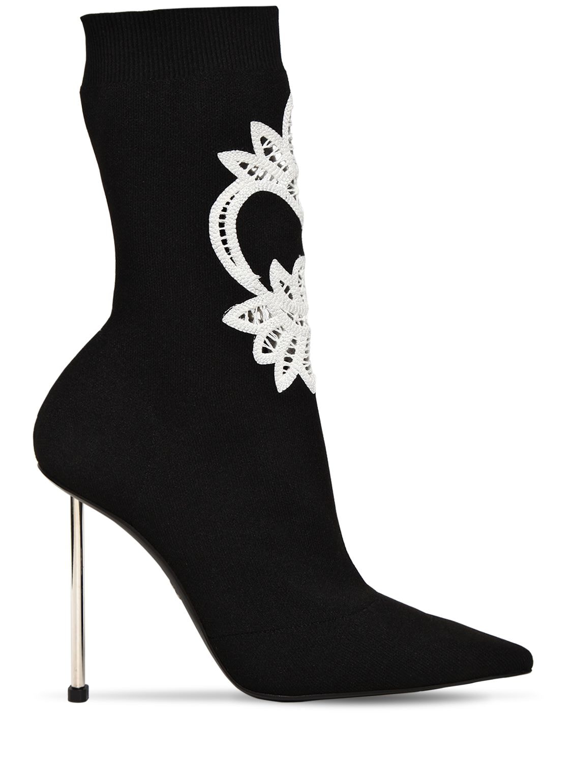 ALEXANDER MCQUEEN 105MM EMBROIDERED RIB KNIT BOOTS,69IG14008-MTA5MA2