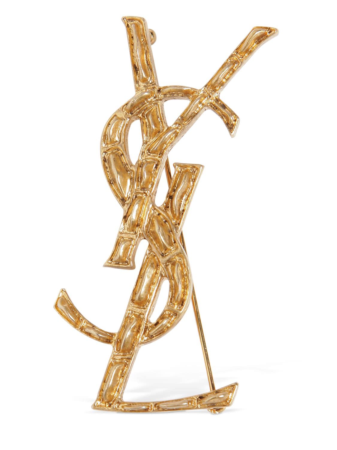 Saint Laurent Ysl Opyum Bamboo Textured Pin In Gold
