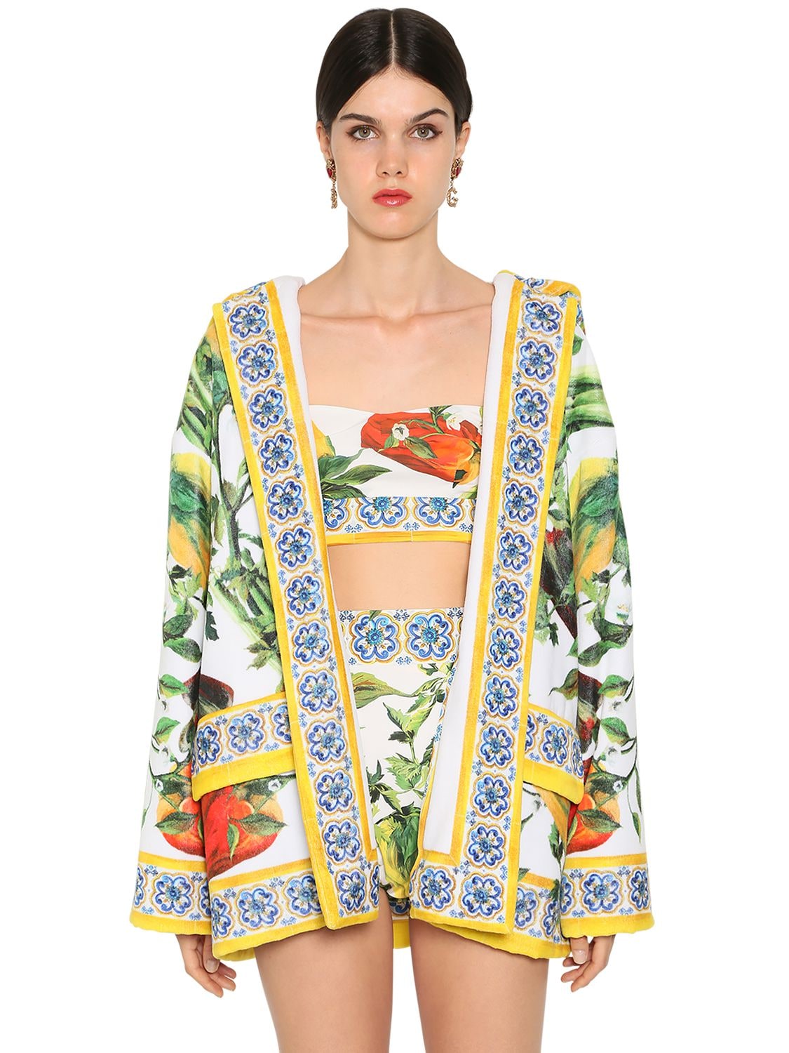 DOLCE & GABBANA PRINTED COTTON TERRY dressing gown,69IG4F025-SEFQNTk1