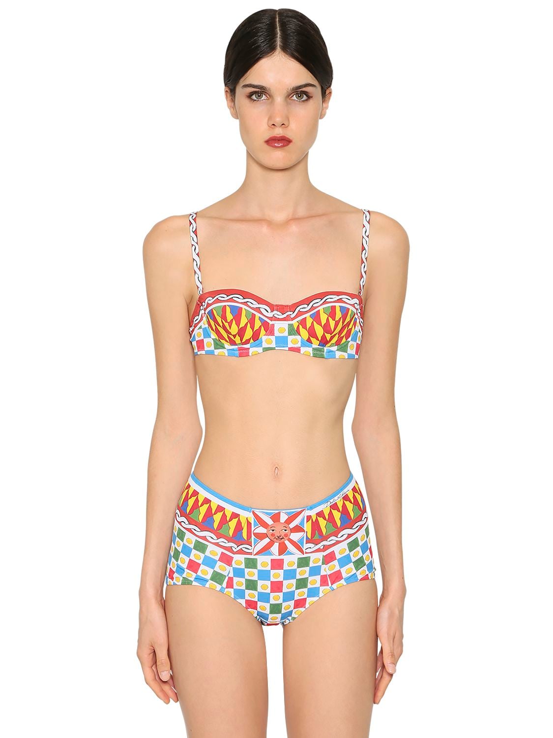 Dolce & Gabbana Printed Lycra Bikini In Multicolor