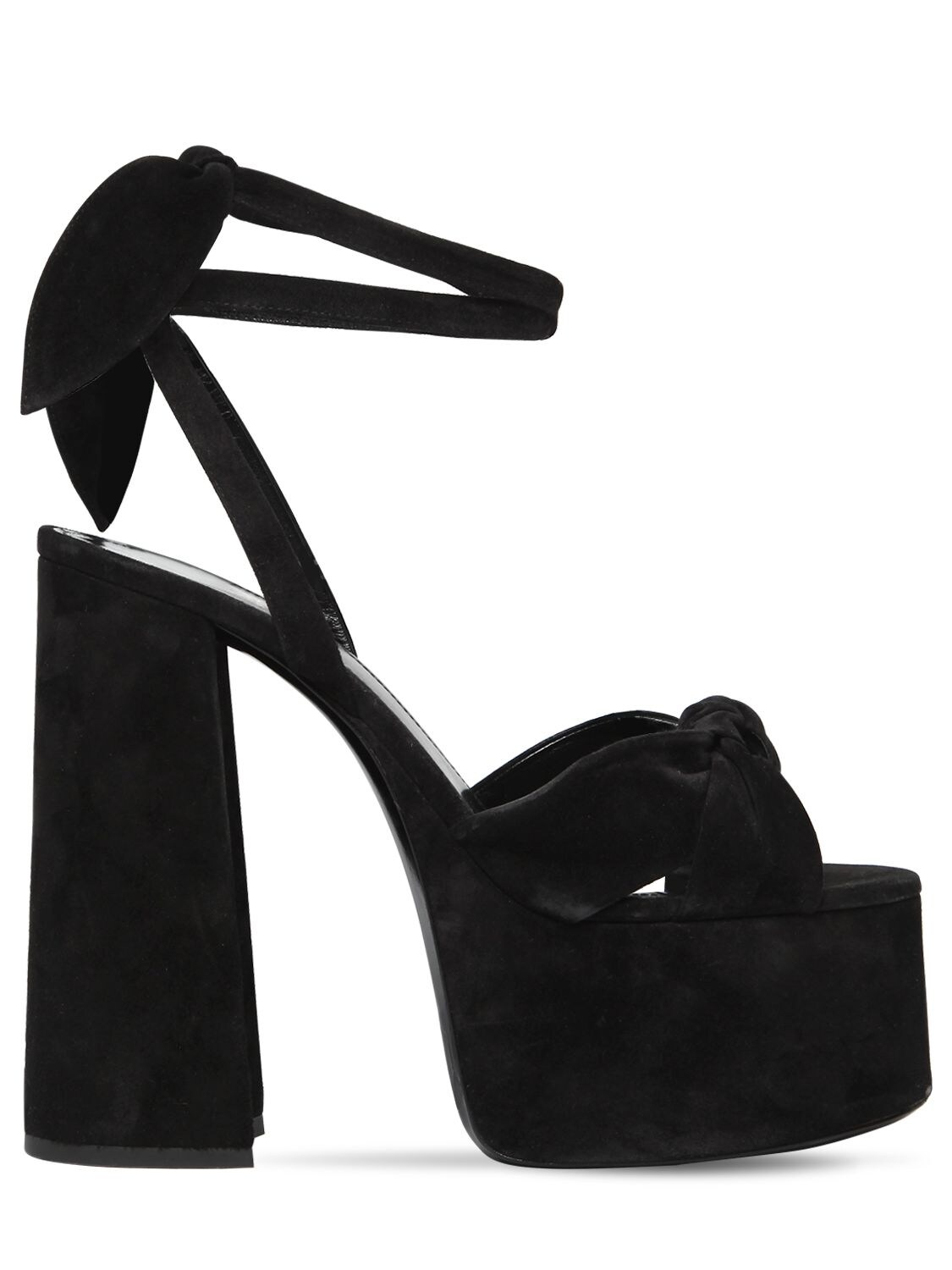SAINT LAURENT 145MM PAGE SUEDE PLATFORM SANDALS,69IG5D012-MTAwMA2