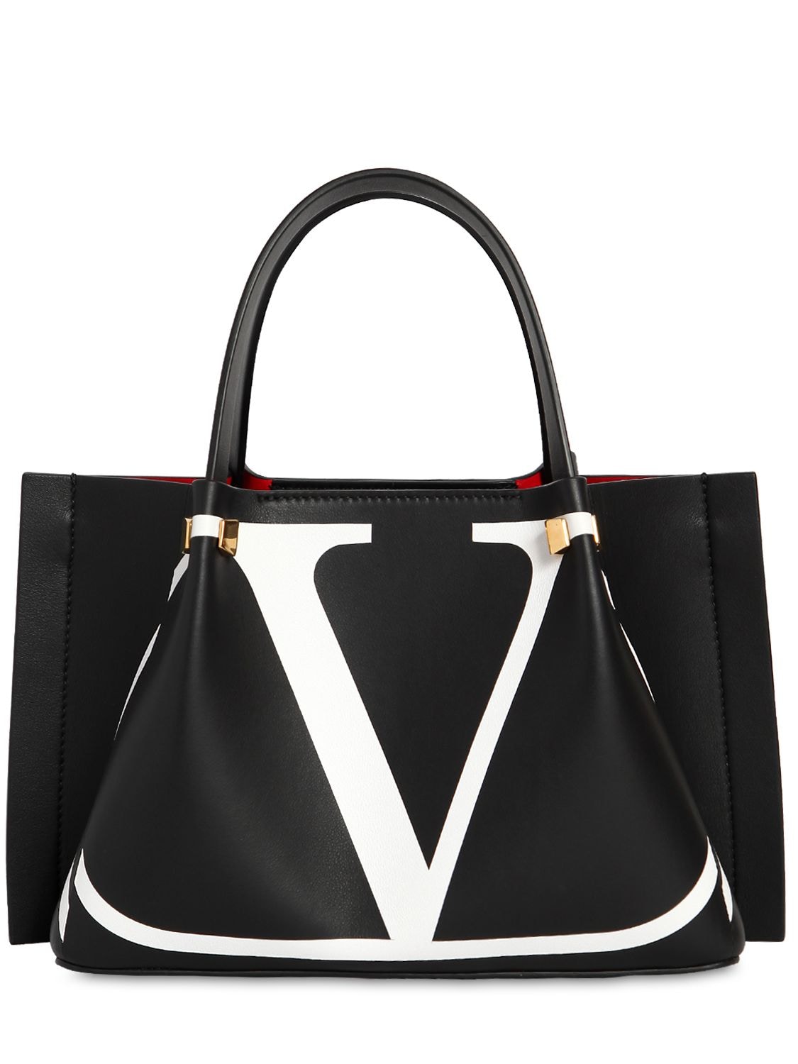 Valentino Garavani Small Logo Escape Leather Tote Bag In Black/white