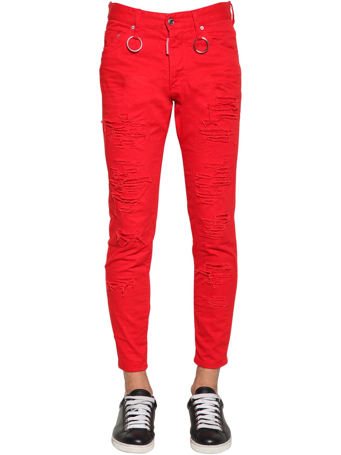 red cotton jeans