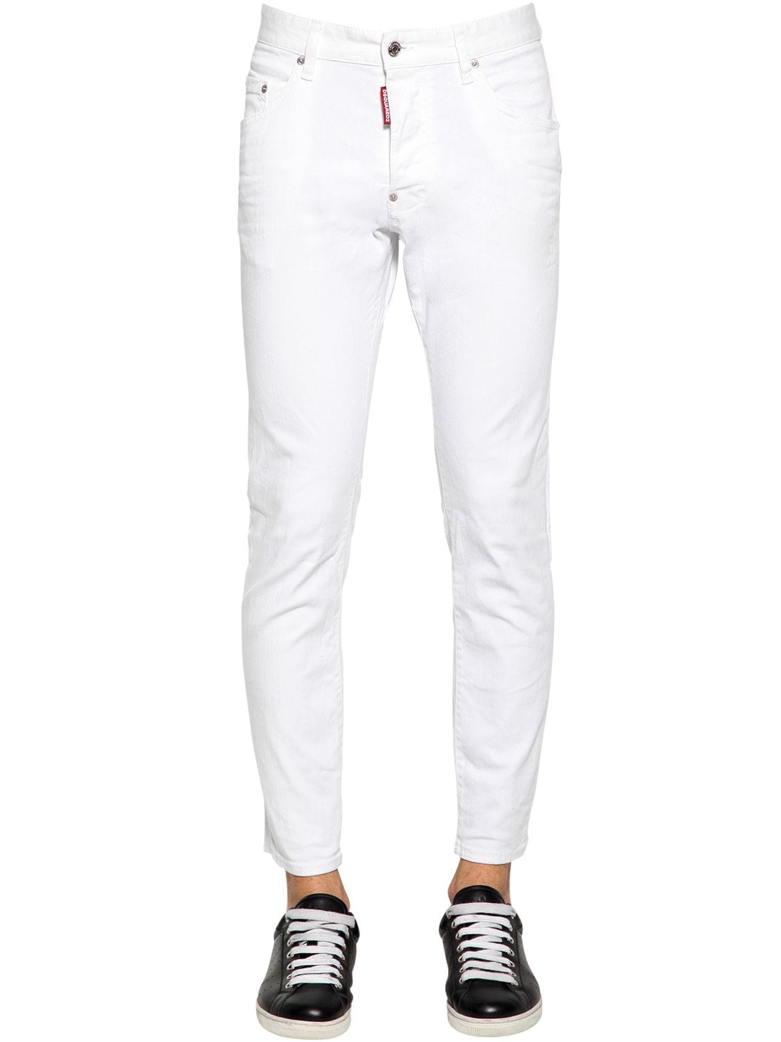 Dsquared2 16cm Skater Cotton Denim Jeans In White