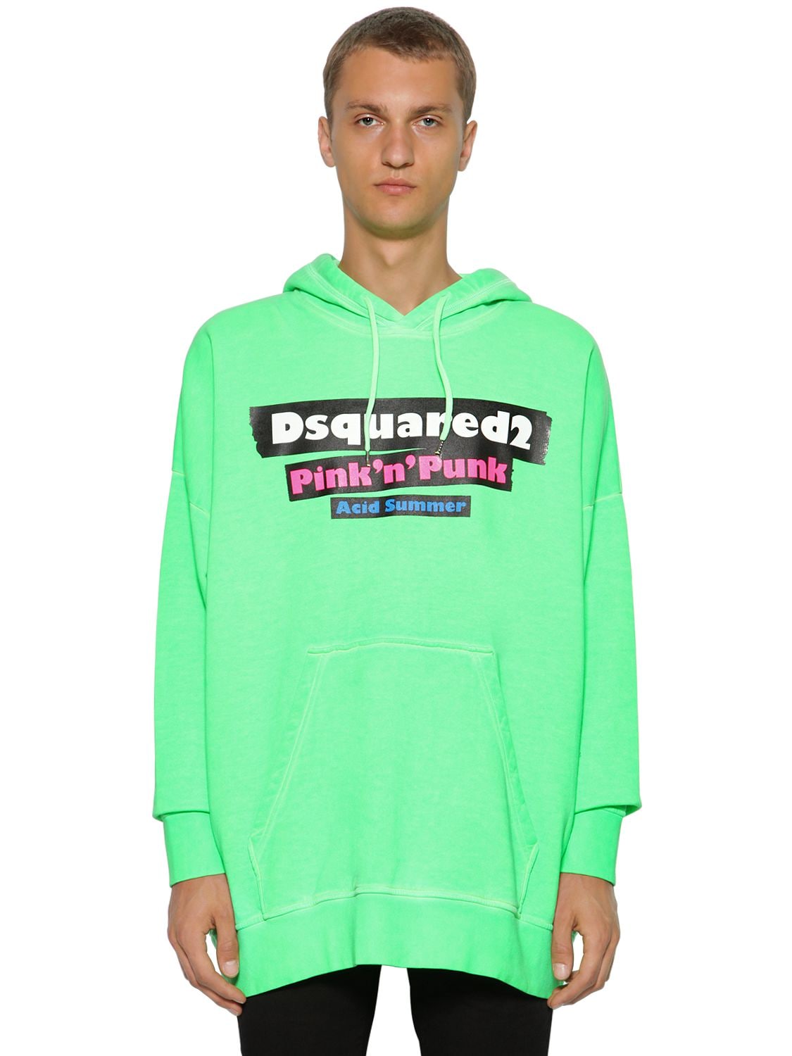 DSQUARED2 OVERSIZED PRINTED COTTON JERSEY HOODIE,69IG7E053-OTEW0