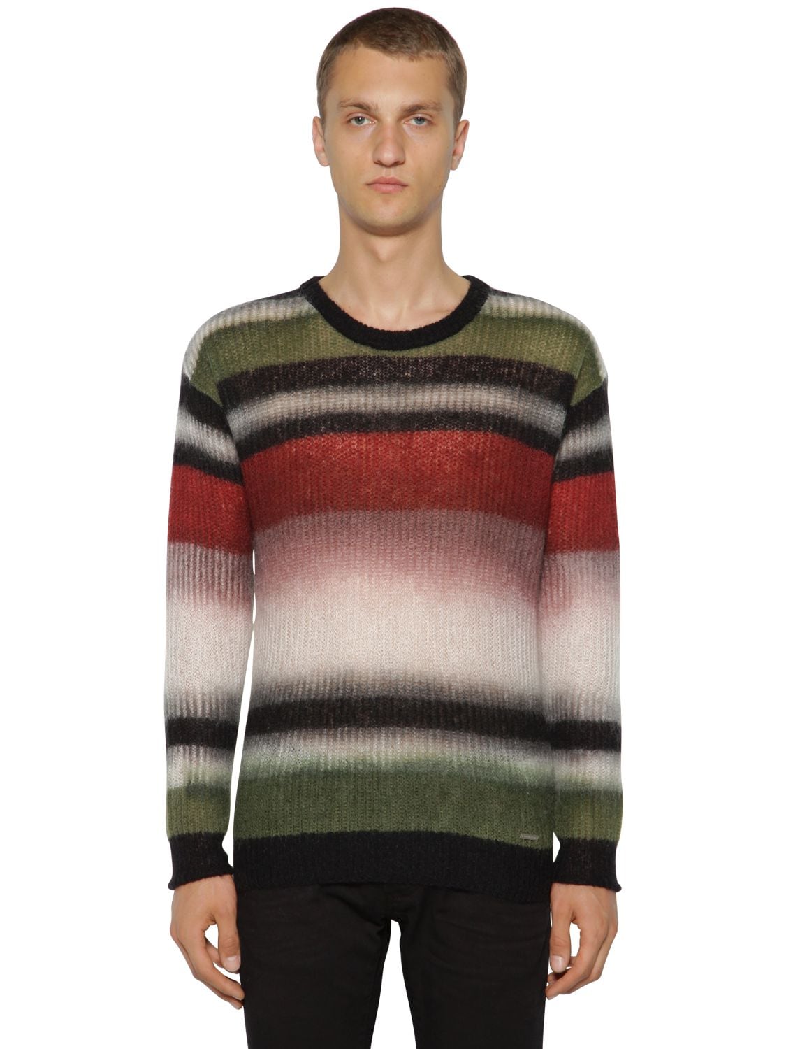 DSQUARED2 STRIPED WOOL BLEND KNIT SWEATER,69IG7E059-OTYX0