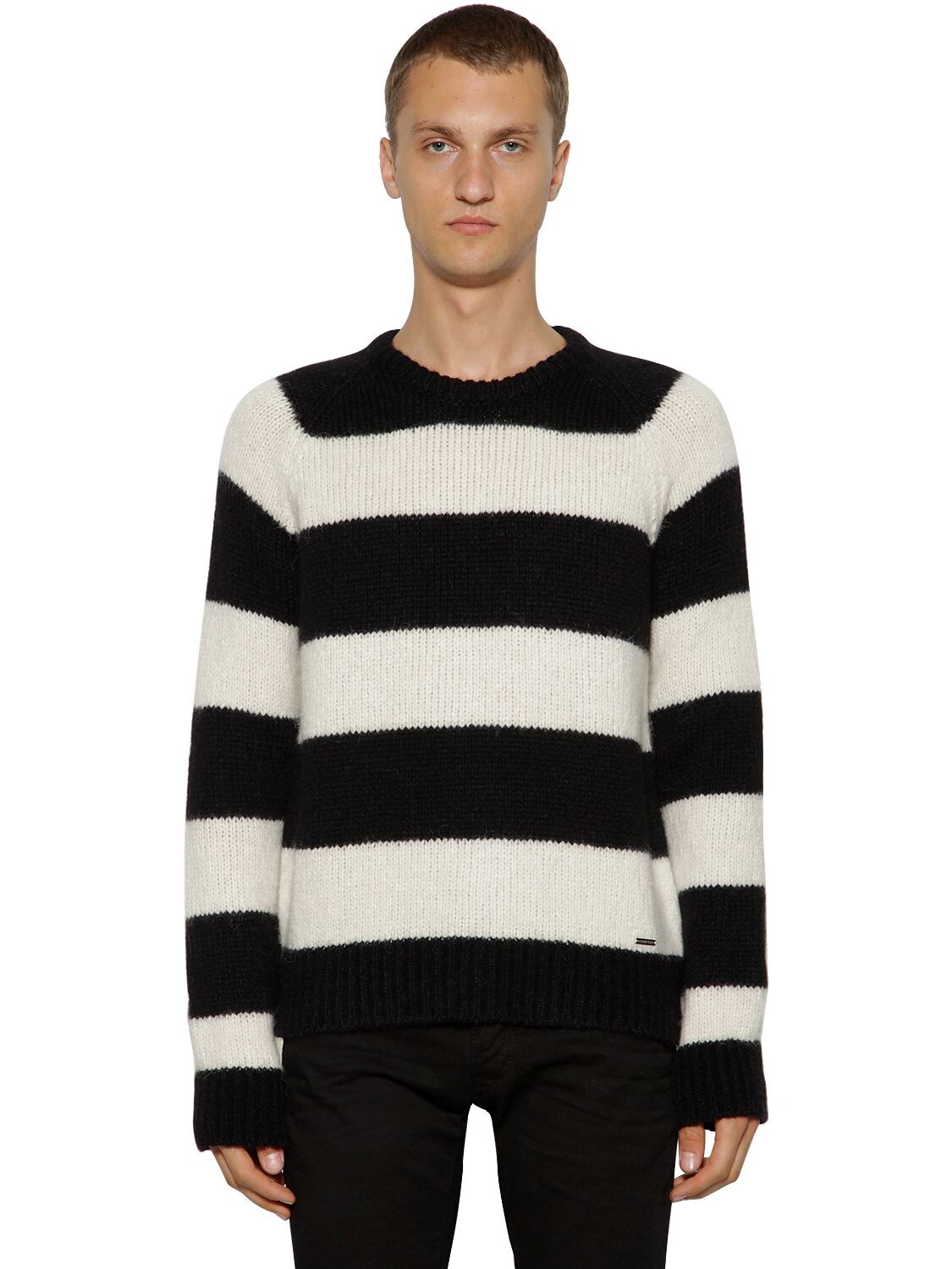 DSQUARED2 STRIPED WOOL BLEND KNIT SWEATER,69IG7E061-OTYX0