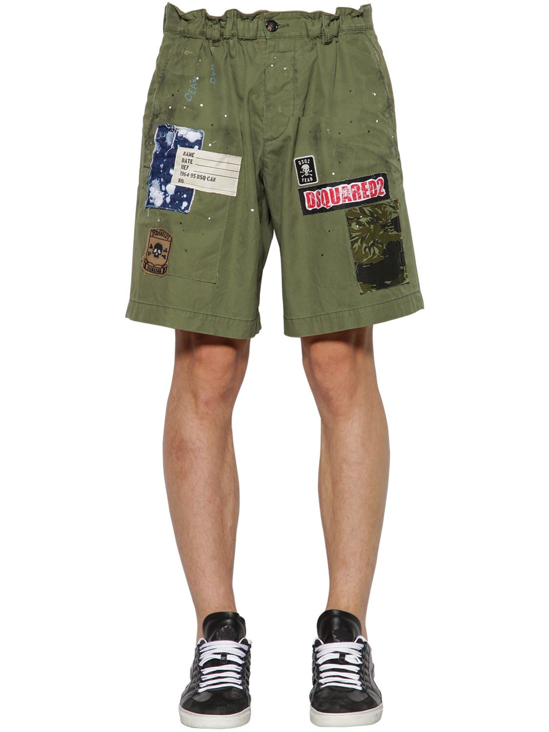 Dsquared2 Cotton Twill Chino Boxer Shorts In Sage