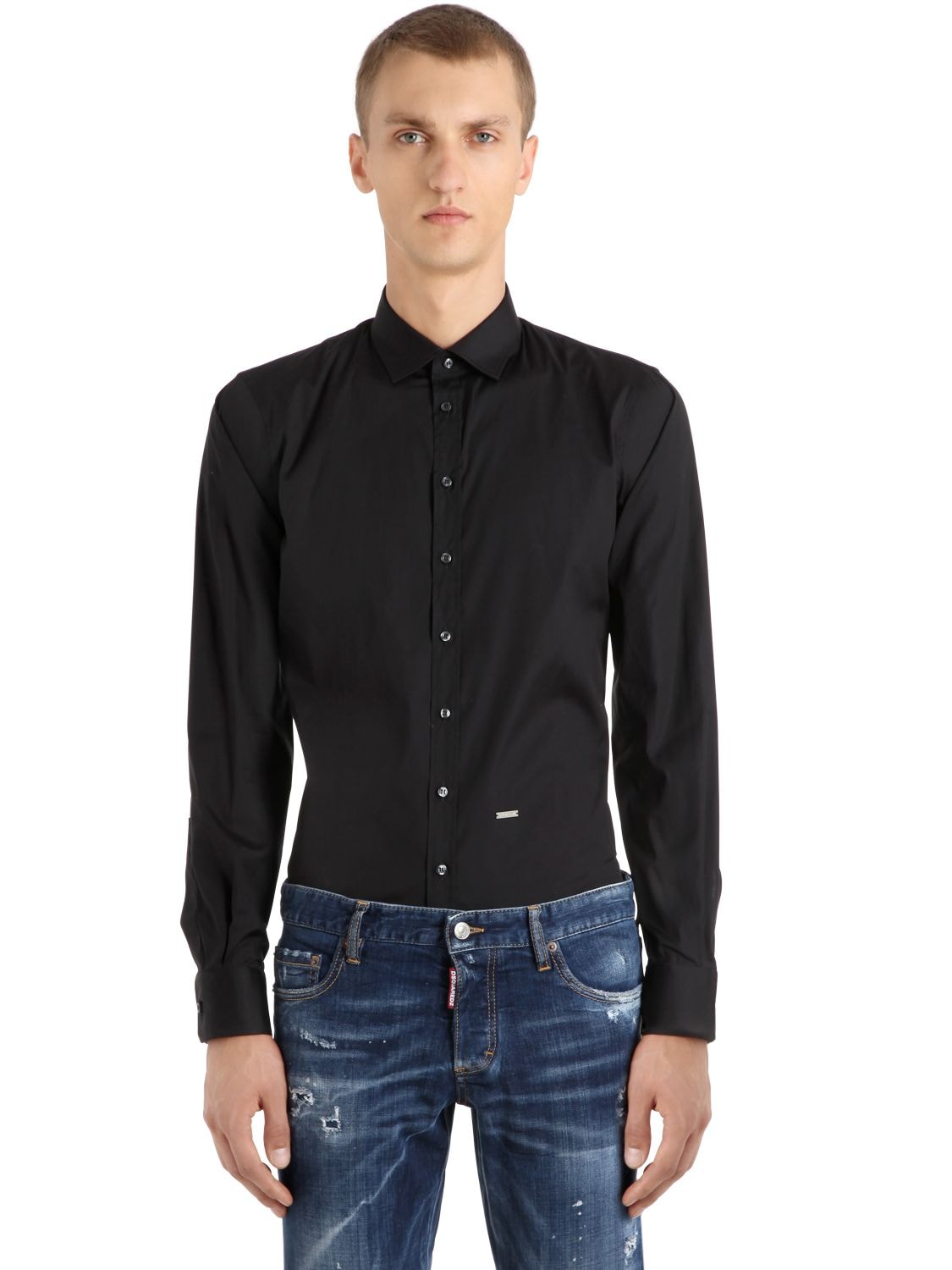 Dsquared2 Cotton Poplin Shirt In Black
