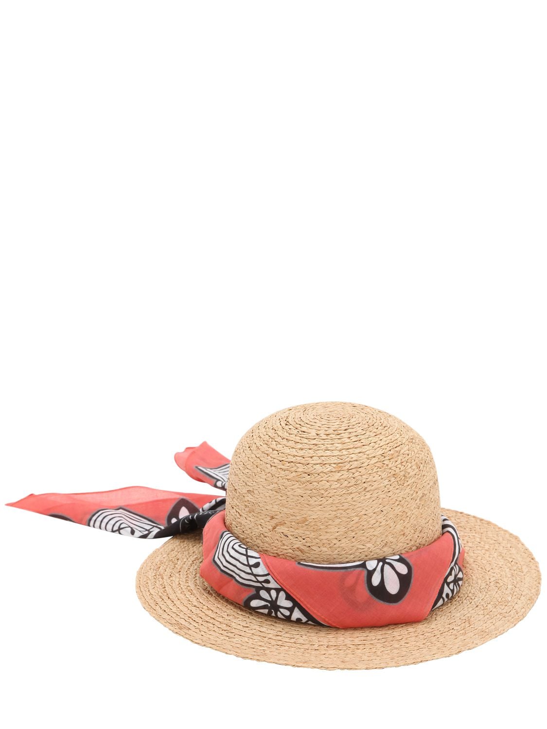 Borsalino Printed Bandana Straw Hat In Natural,red