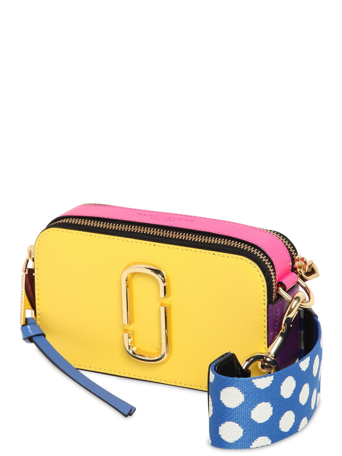 Marc Jacobs Snapshot Leather Shoulder Bag In Yellow/multi