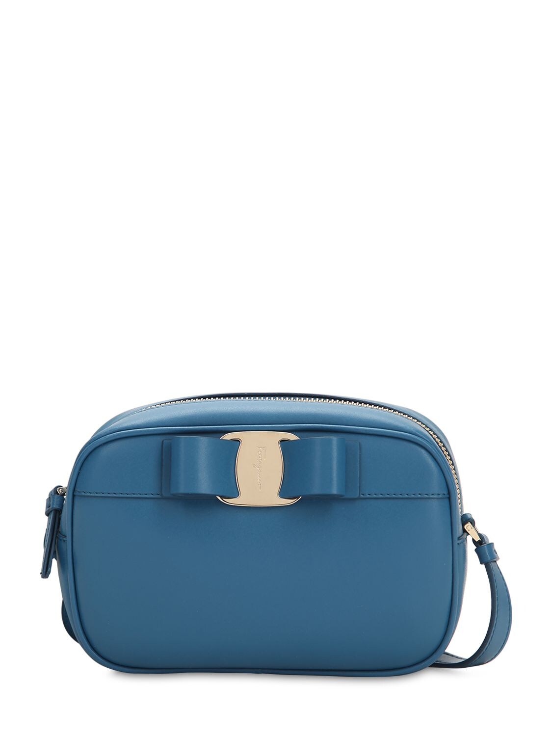 Ferragamo Leather Camera Bag In Blue