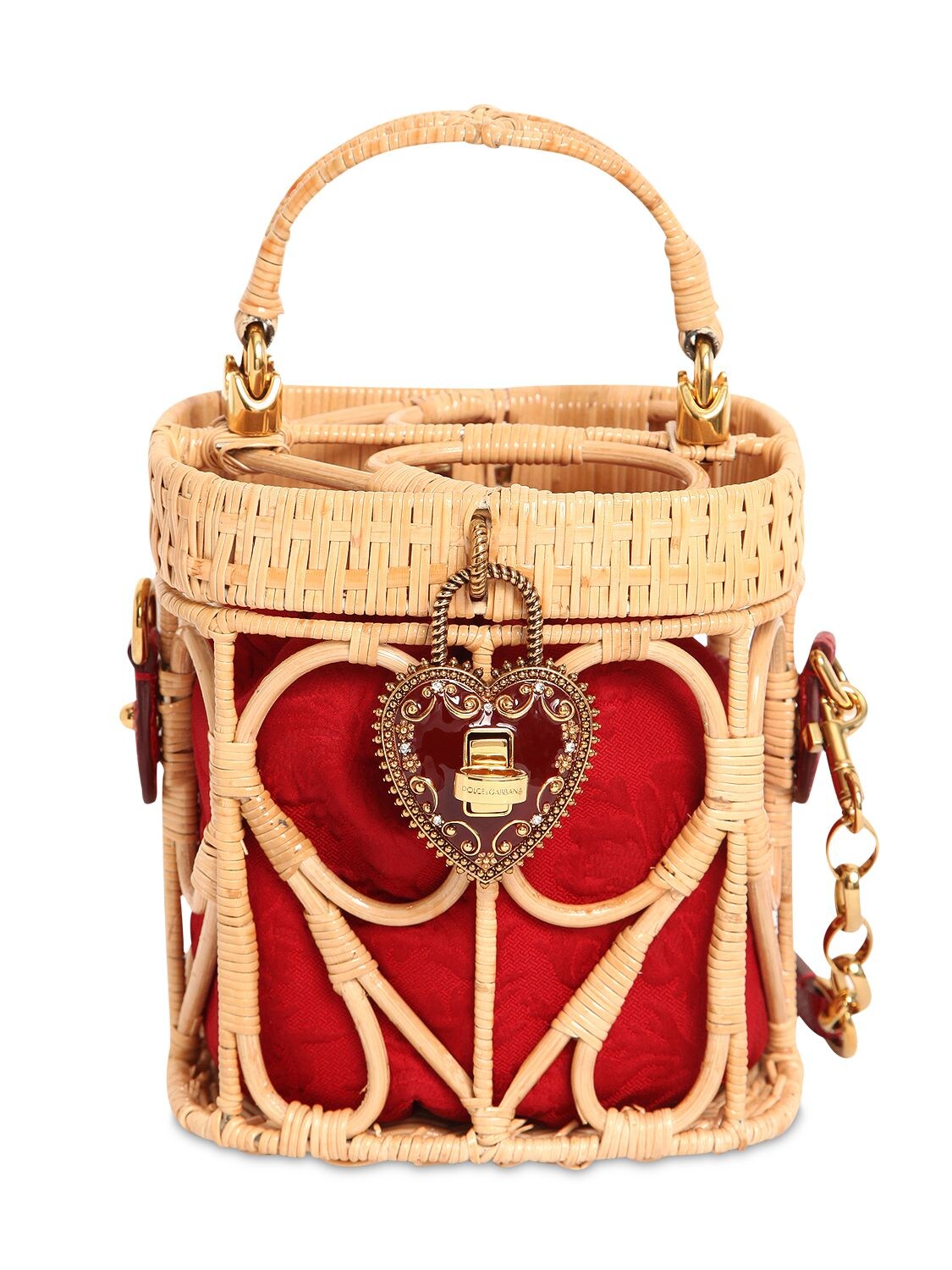 Dolce & Gabbana My Heart Midollino Basket Bag In Natural Red