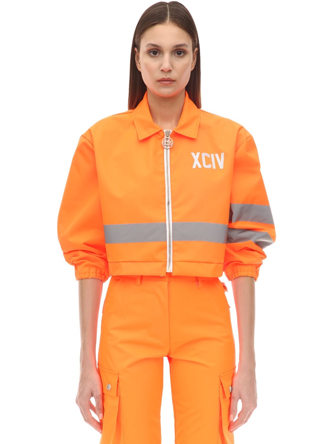Gcds Emergency Cropped Nylon Jacket In Orange