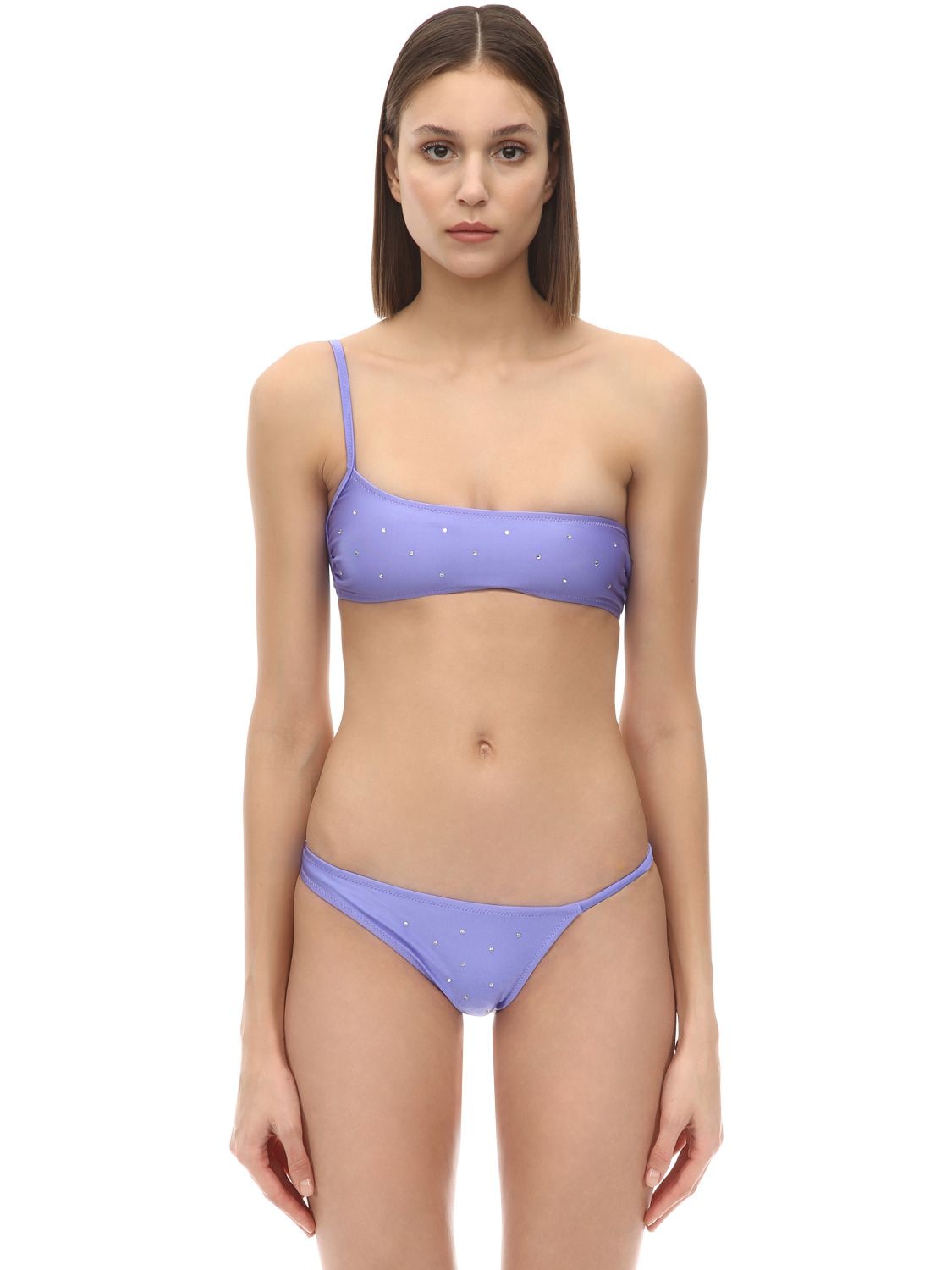Gcds Embellished One-shoulder Bikini In Lilac