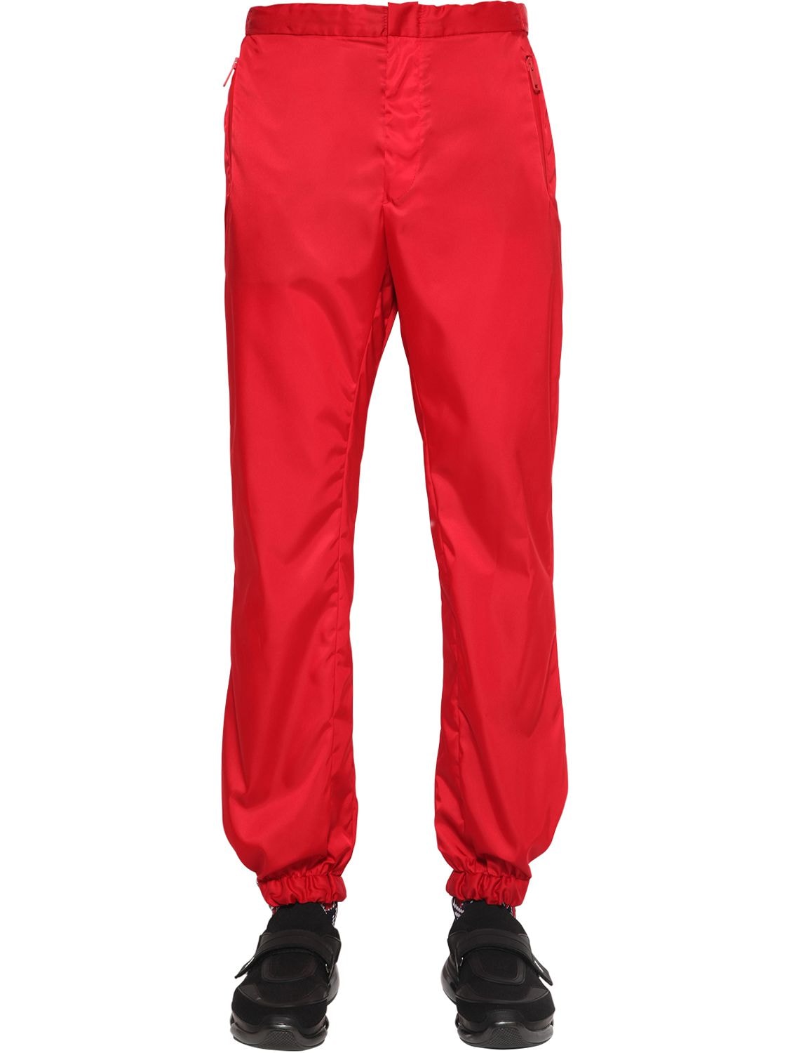Prada Nylon Gabardine Track Pants In Red