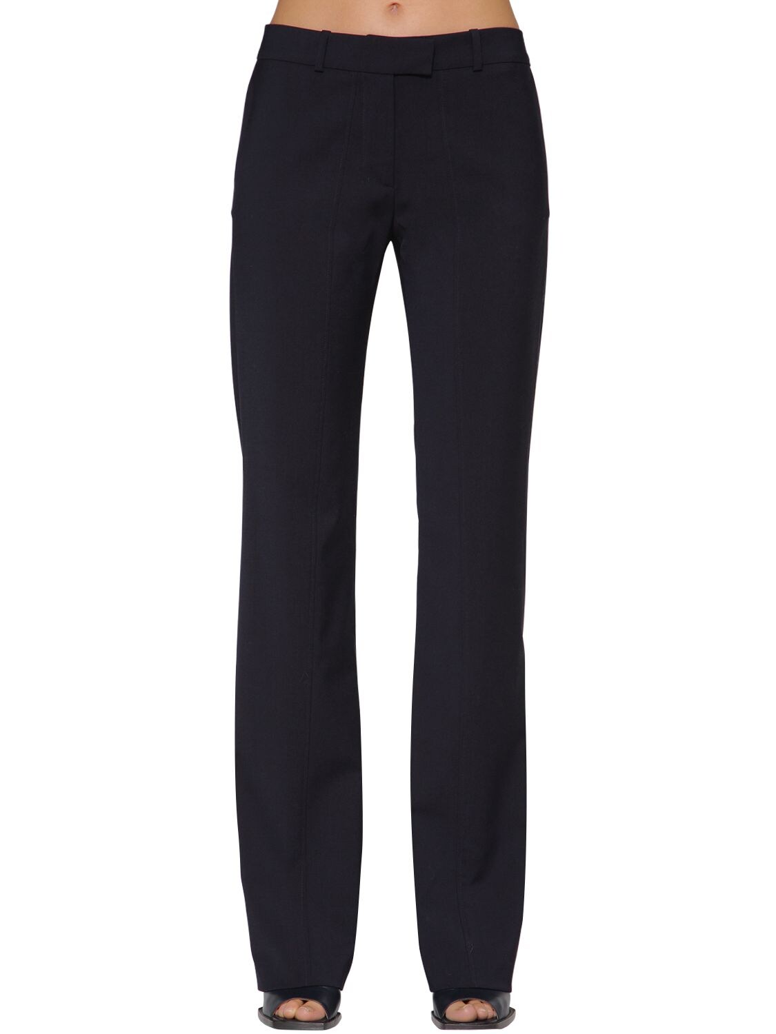 Aalto Tailored Wool Blend Straight Pants In Navy