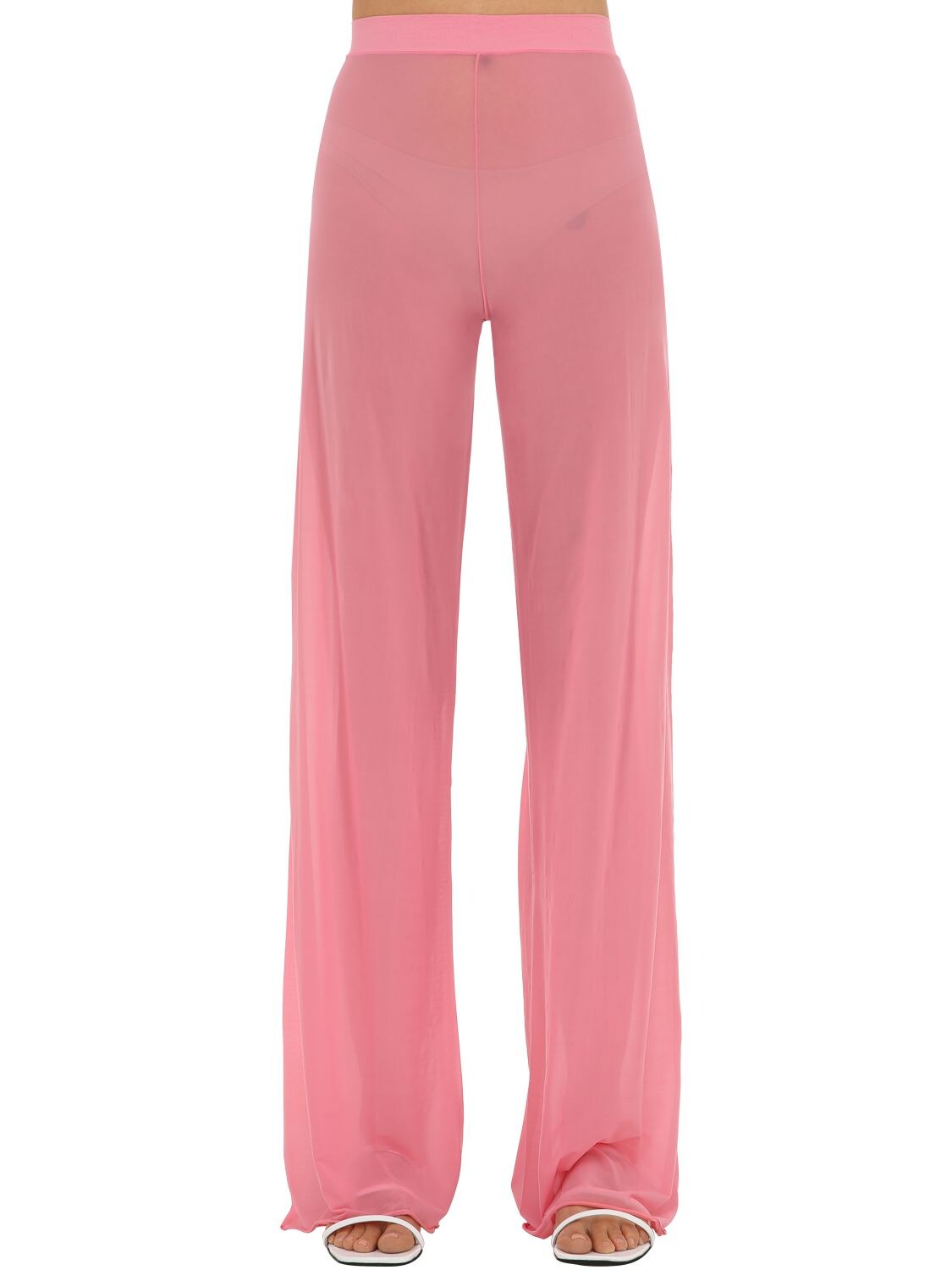 Courrèges Gerbe Sheer Stretch Flared Pants In Pink