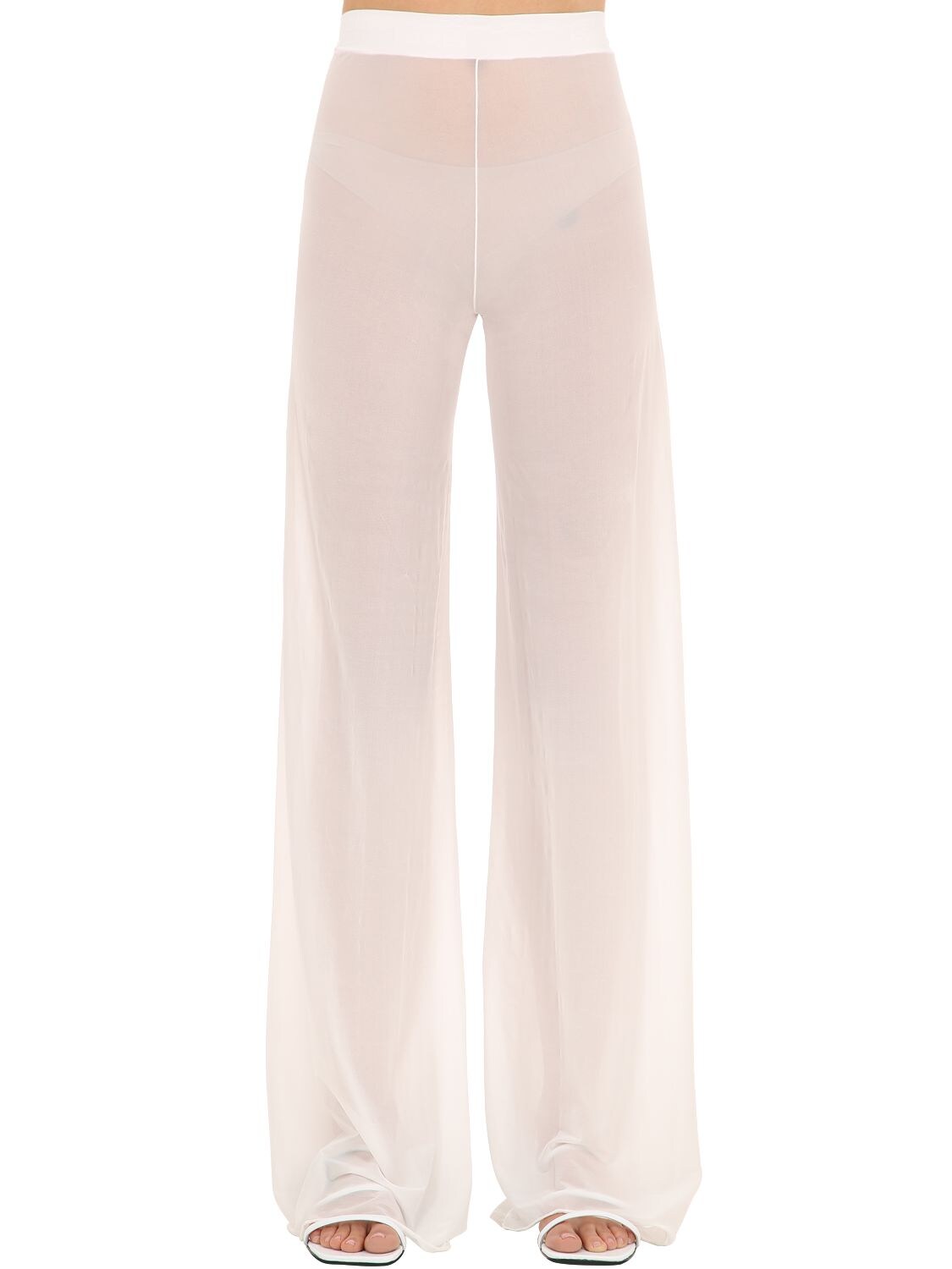 Courrèges Gerbe Sheer Stretch Flared Pants In White