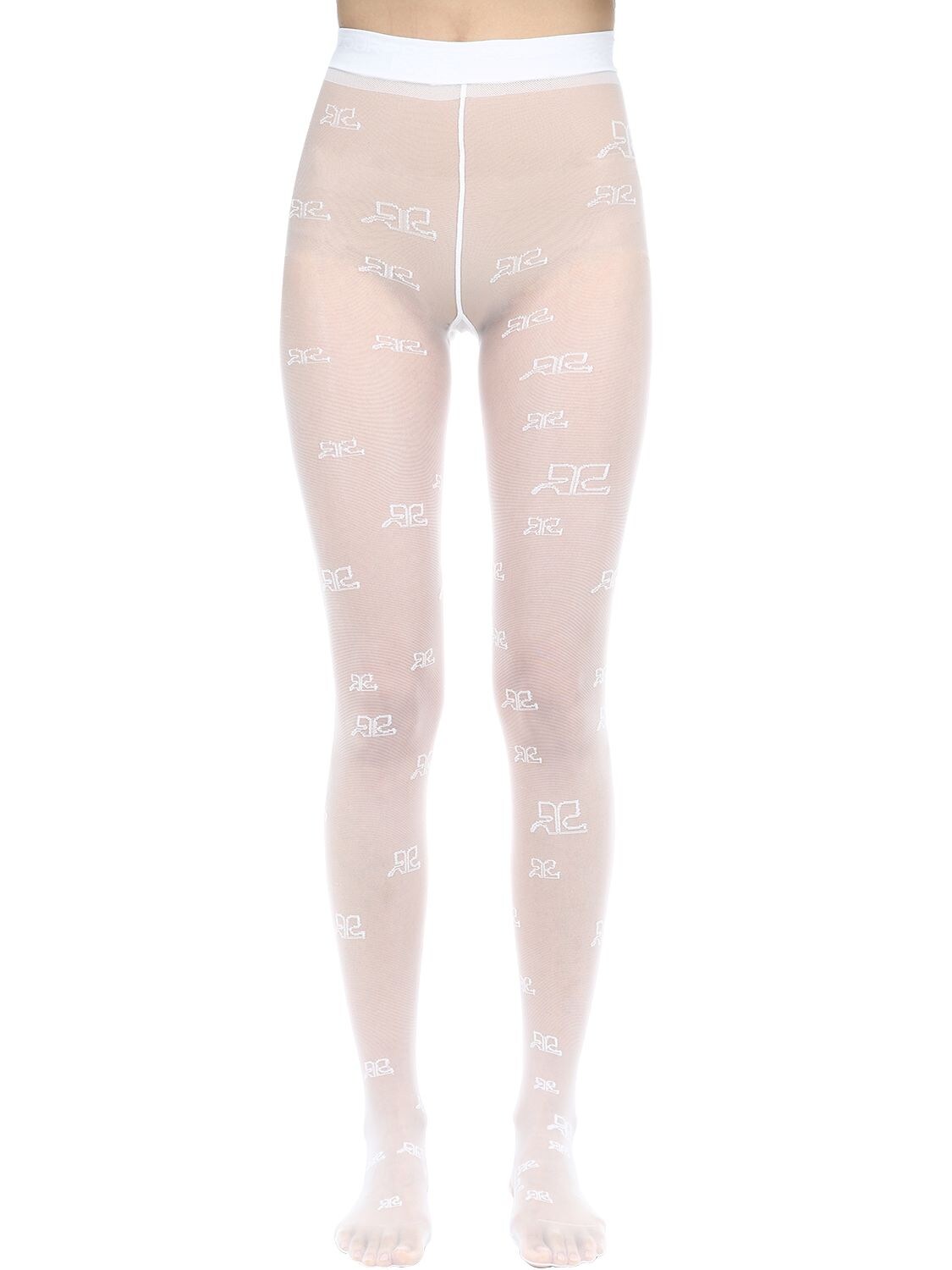 Courrèges Logo Embroidered Stockings In White