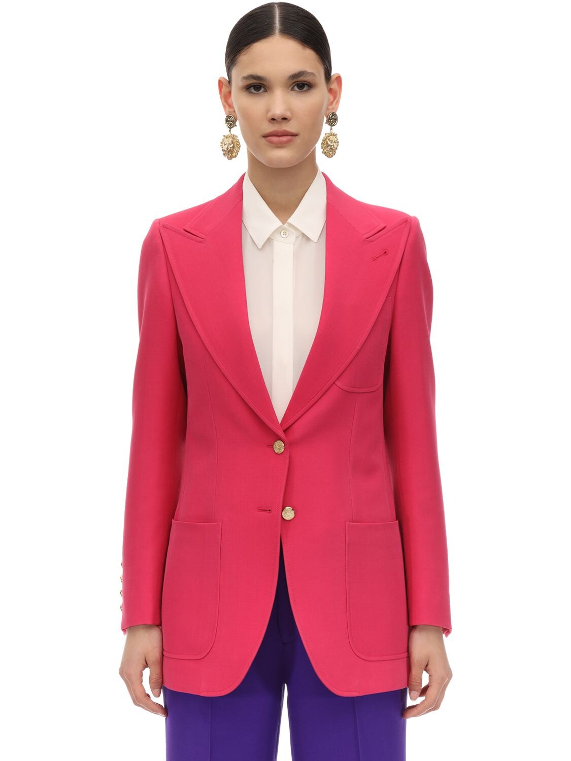 Gucci Cady Crepe Wool & Silk Jacket In Pink
